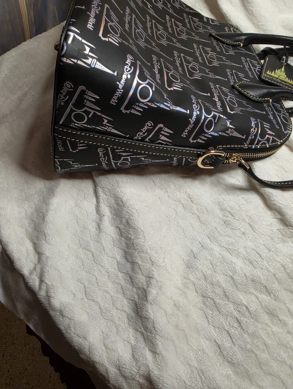 New Disney Dooney & Bourke Walt Disney World 50th Anniversary Black Holo Satchel
